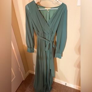 Elegant Teal Wrap Dress